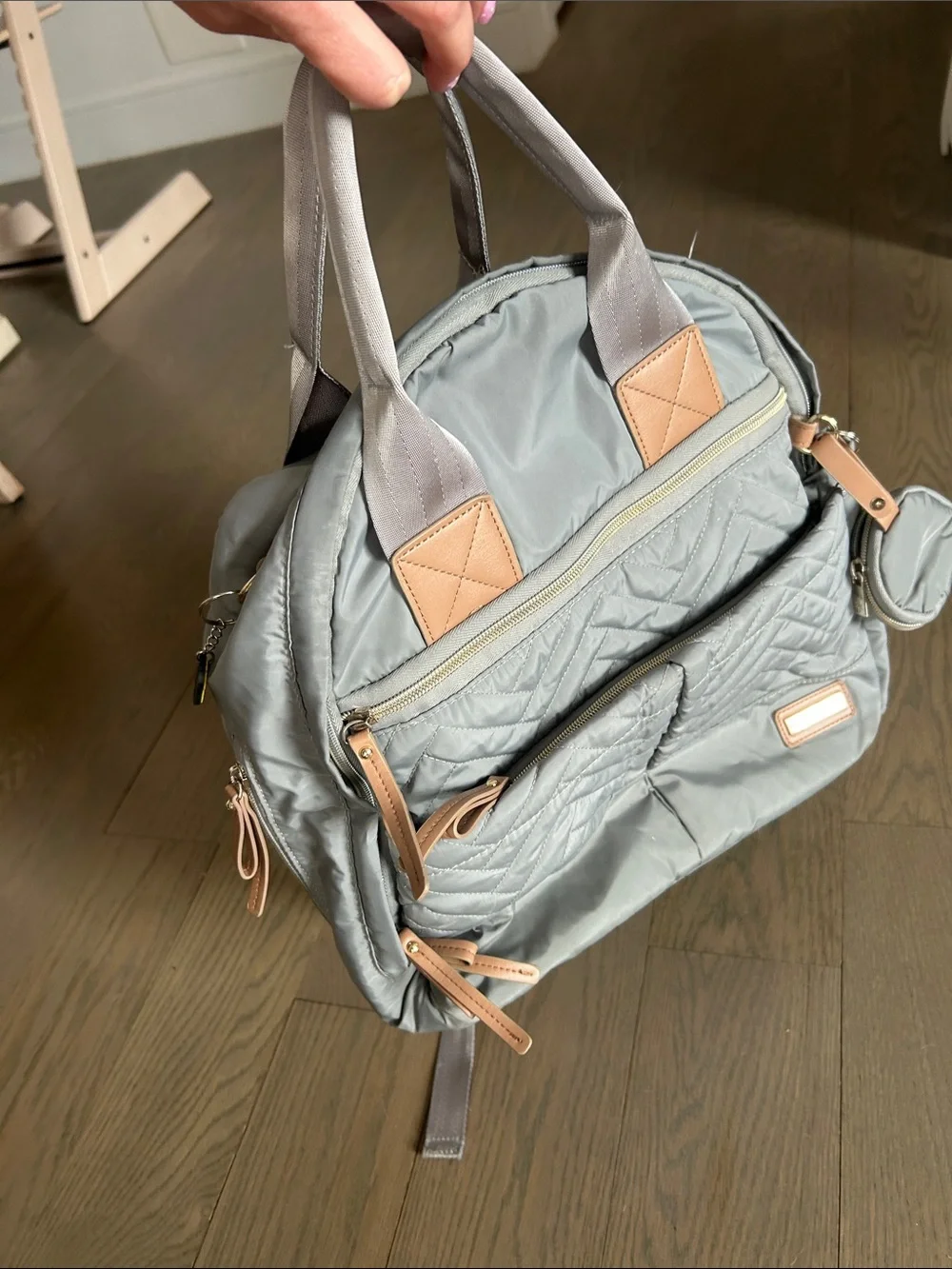 Skip Hop Light Gray Quilted Diaper Bag